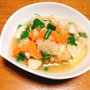 栄養たっぷり！根菜と鶏胸肉のみぞれ煮